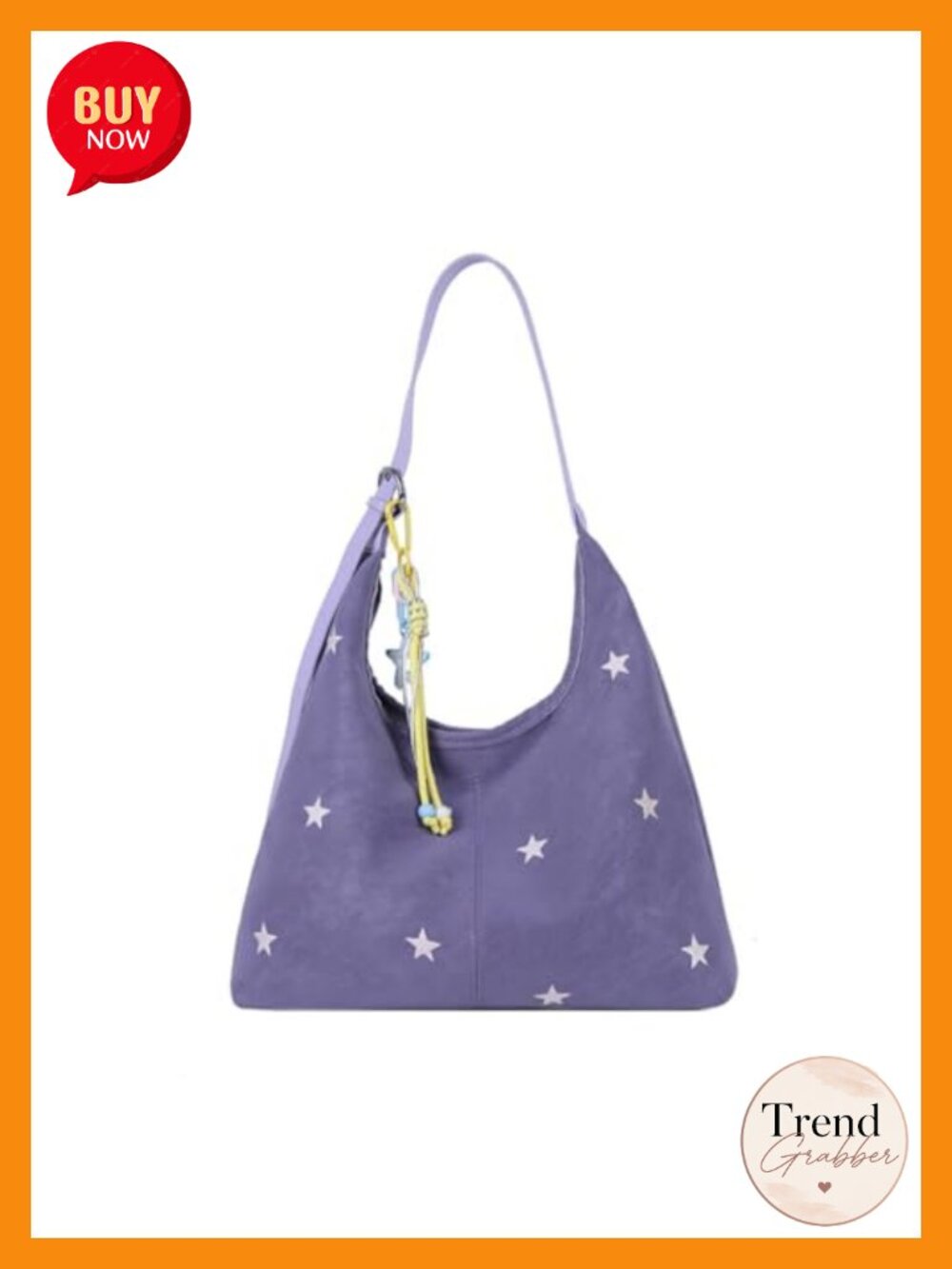 Soft Faux Leather Hobo Bag Star Embroidered Slouchy Shoulder Crossbody Purse
